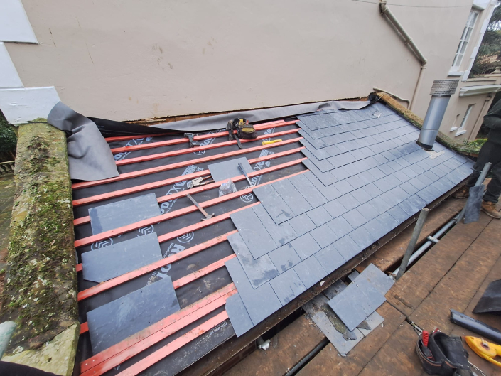 before slate roof installation in Rushden